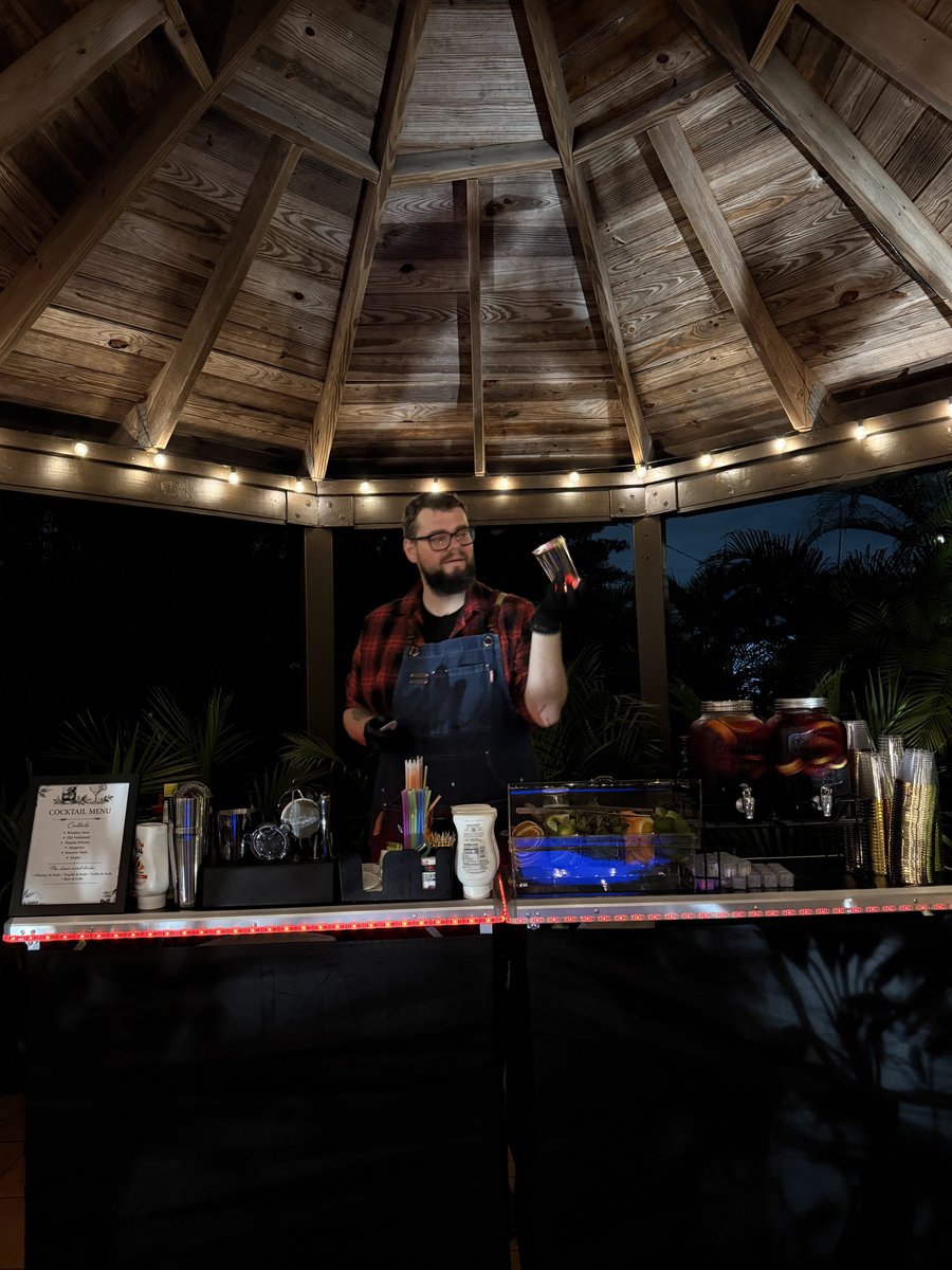 Mobile bar setup under gazebo at Miami outdoor event